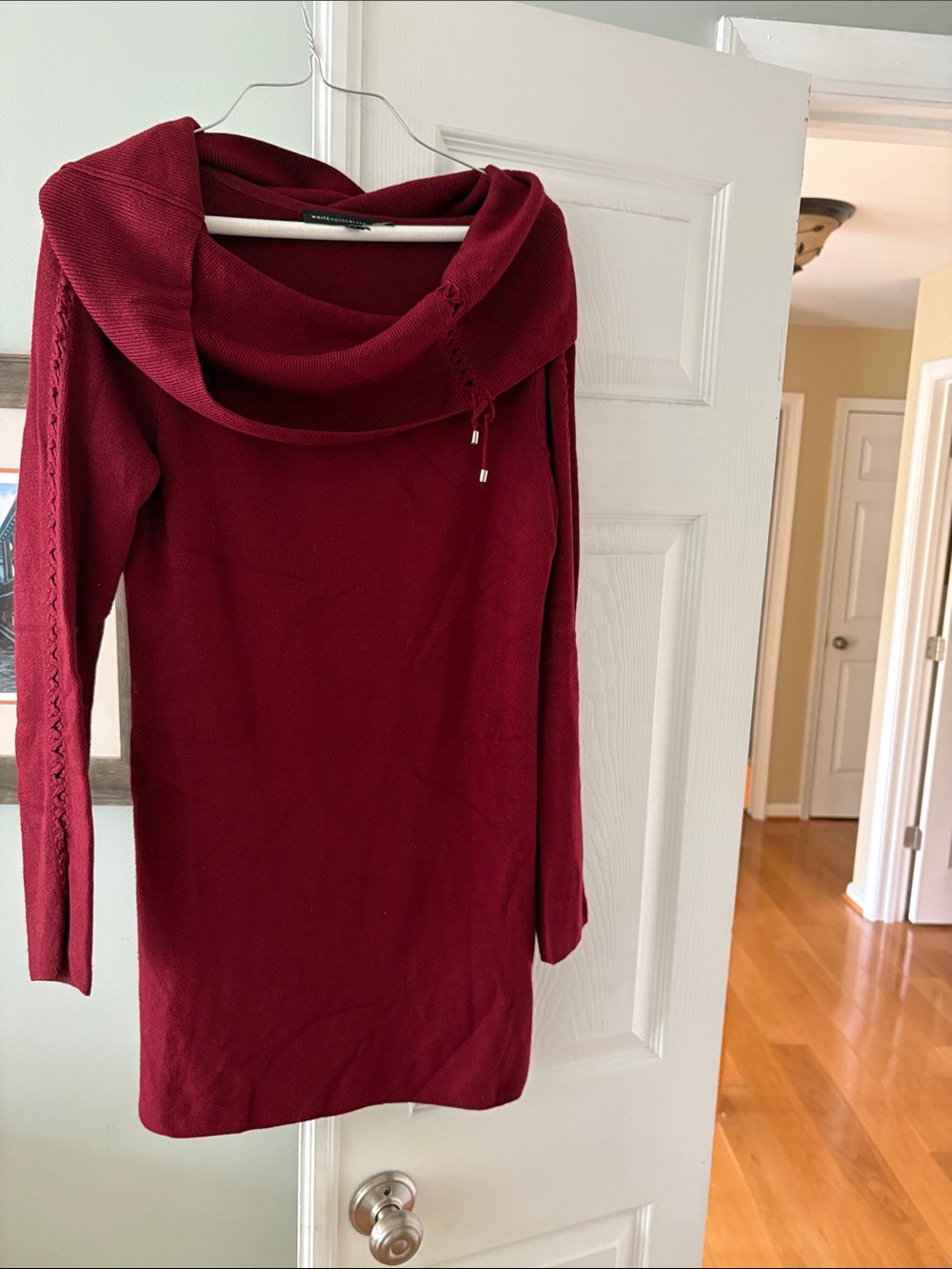 White House Black Market Burgundy Cowl Neck Sweater Dress